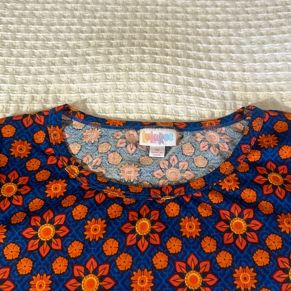 LuLaRoe Women’s Julia Dress/Size: Medium/Color: Orange-Blue Floral (NWT) - Picture 4 of 10